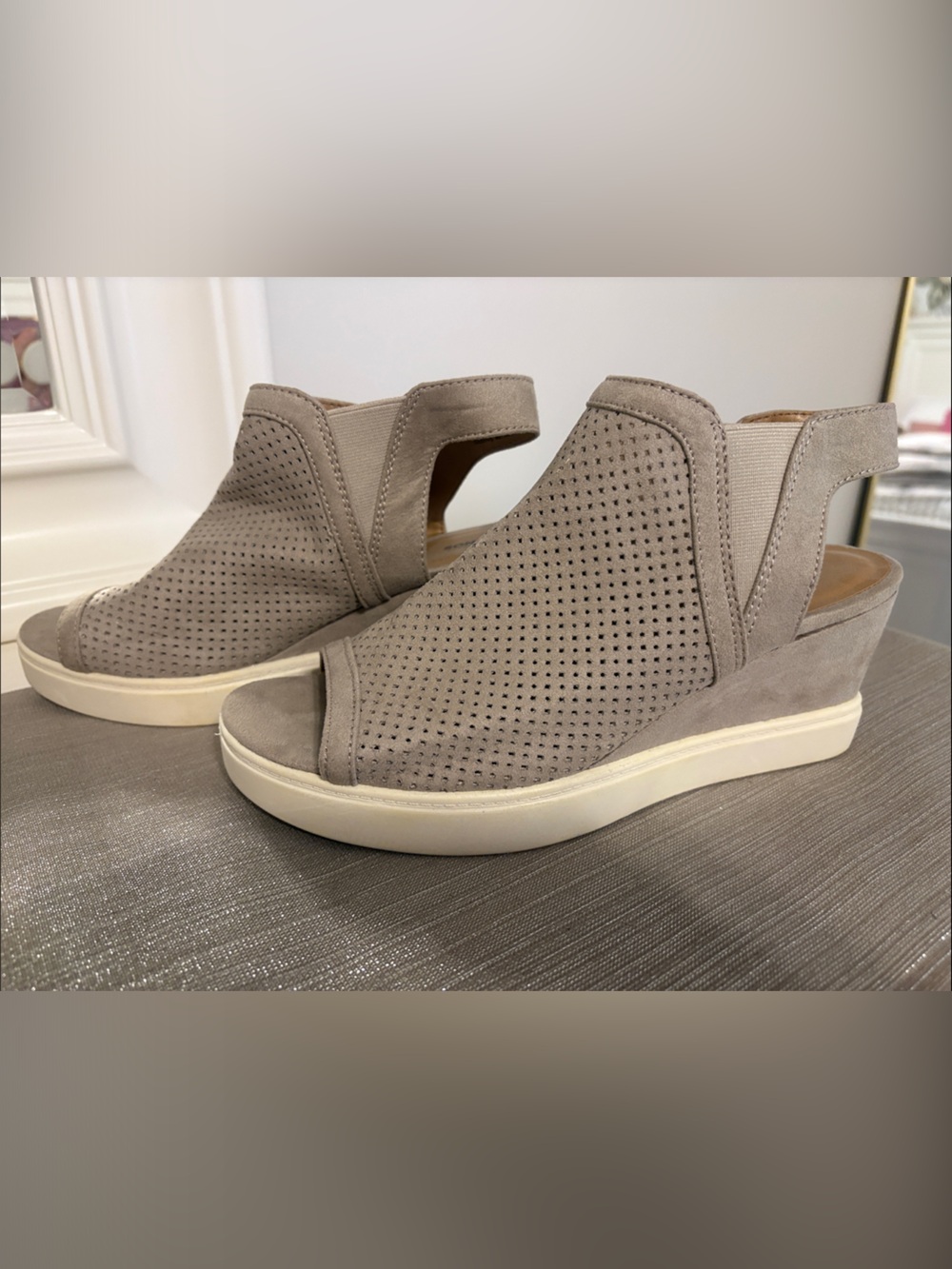 Sonoma Taupe Perforated Wedge Sandals